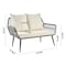 Manhattan Comfort Portofino Rope Wicker 4-Piece Patio Conversation Set with Cushions in Cream OD-CV019-CR - alternate 4